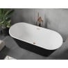 Baignoire Mexen Flavia autoportante 150 x 75 cm, blanche/noire, évacuation or rose - 54031507575-60