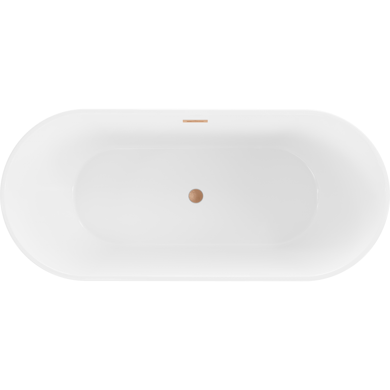 Mexen Flavia bañera exenta 150 x 75 cm, blanca/negra, rebosadero cobre cepillado - 54031507575-65