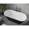 Mexen Flavia eraldiseisev vann 150 x 75 cm, valge/must, harjatud vask ülevool - 54031507575-65