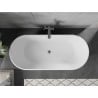 Mexen Flavia freestanding bath 150 x 75 cm, white/black, gun grey brushed overflow - 54031507575-66
