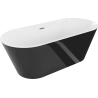 Mexen Flavia freestanding bath 150 x 75 cm, white/black, brushed nickel overflow - 54031507575-97