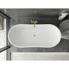 Mexen Montana freistehende Badewanne 150 x 75 cm, weiß, mit Überlauf in Gold - 52011507500-50