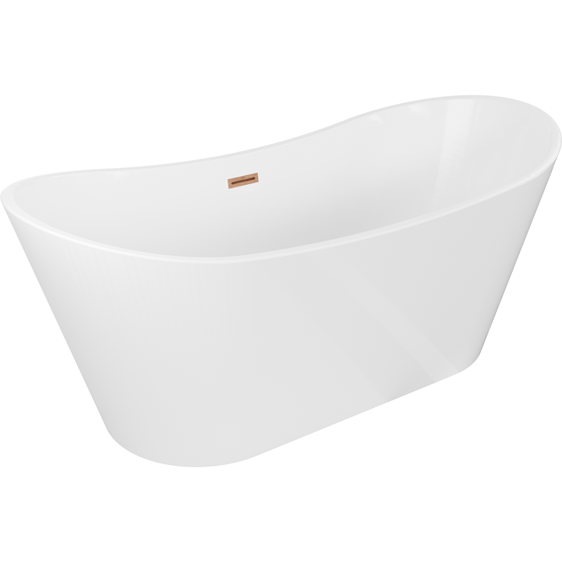 Mexen Montana freestanding bathtub 150 x 75 cm, white, brushed copper overflow - 52011507500-65