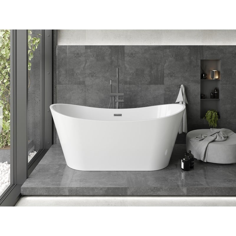 Mexen Montana free-standing bath 150 x 75 cm, white, overflow gun gray brushed - 52011507500-66