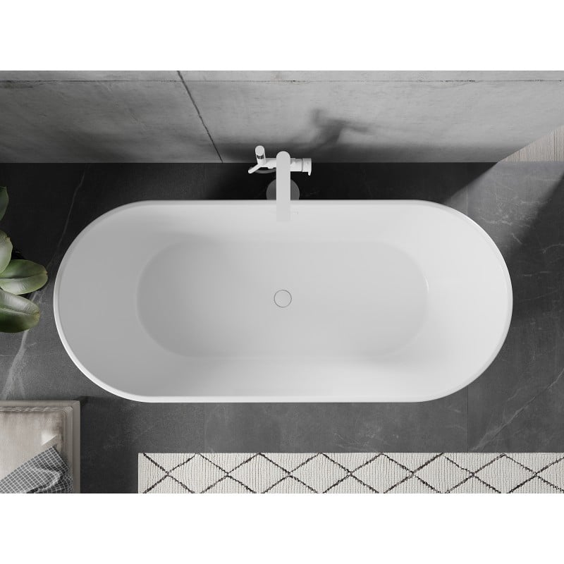 Mexen Flavia vasca da bagno freestanding 160 x 75 cm, bianca, troppo pieno bianco - 54031608000-20