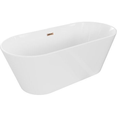 Mexen Flavia vrijstaande badkuip 160 x 75 cm, wit, overloop rozen goud - 54031608000-60