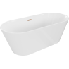 Mexen Flavia vrijstaande badkuip 160 x 75 cm, wit, overloop rozen goud - 54031608000-60