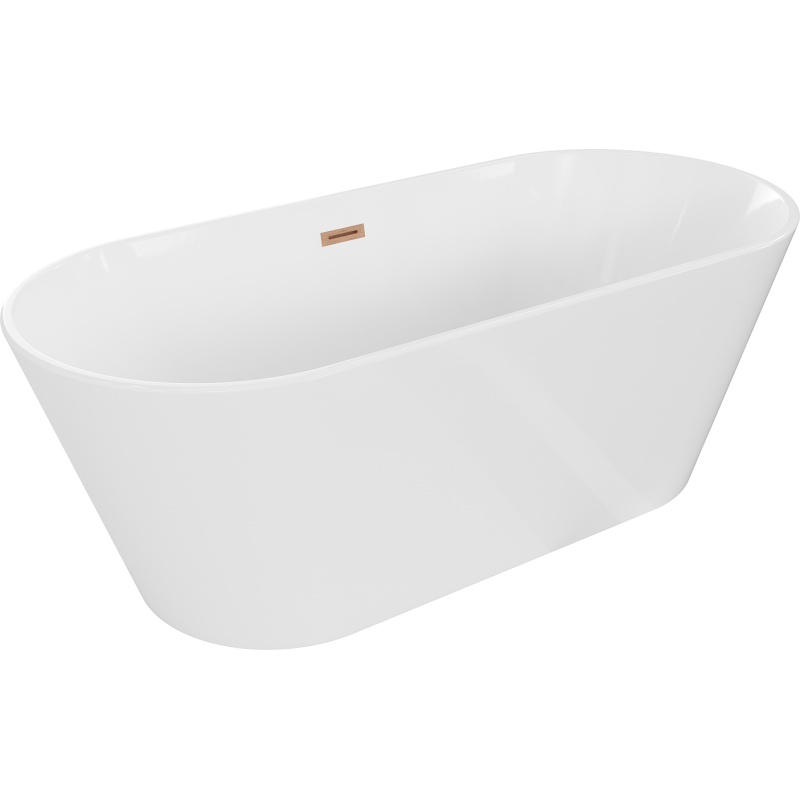 Mexen Flavia freestanding bathtub 160 x 75 cm, white, brushed copper overflow - 54031608000-65