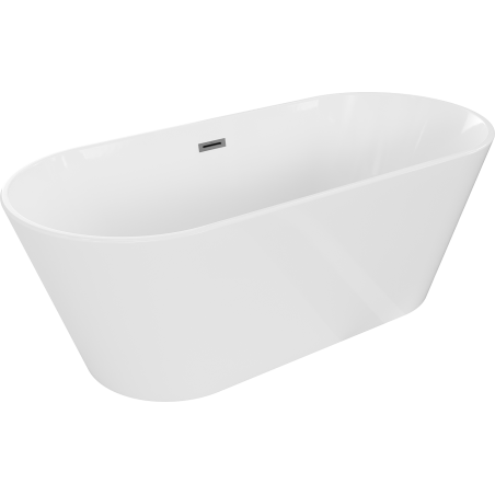 Baignoire Mexen Flavia autoportante 160 x 75 cm, blanche, évacuation gun metal - 54031608000-95