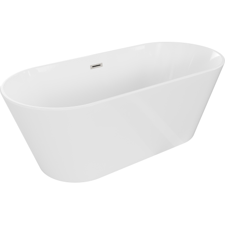 Mexen Flavia freestanding bath 160 x 75 cm, white, brushed nickel overflow - 54031608000-97
