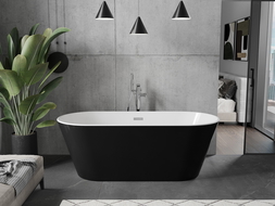 Mexen Flavia Badewanne freistehend 160 x 75 cm, weiß/schwarz, Überlauf chrom - 54031608075-01