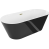 Mexen Flavia free-standing bath 160 x 75 cm, white/black, overflow gold - 54031608075-50