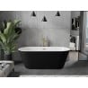Mexen Flavia freistehende Badewanne 160 x 75 cm, weiß/schwarz, mit goldenem Überlauf - 54031608075-50