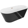 Mexen Flavia freestanding bathtub 160 x 75 cm, white/black, overflow rose gold - 54031608075-60