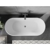 Mexen Flavia bañera independiente 160 x 75 cm, blanca/negra, rebosadero gris metal cepillado - 54031608075-66