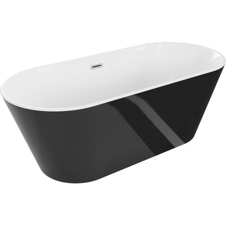 Mexen Flavia freestanding bathtub 160 x 75 cm, white/black, brushed nickel overflow - 54031608075-97