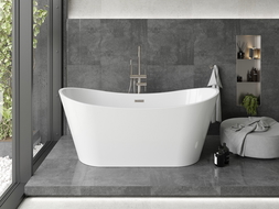 Mexen Montana freistehende Badewanne 150 x 75 cm, weiß, mit gebürstetem Nickelüberlauf - 52011507500-97