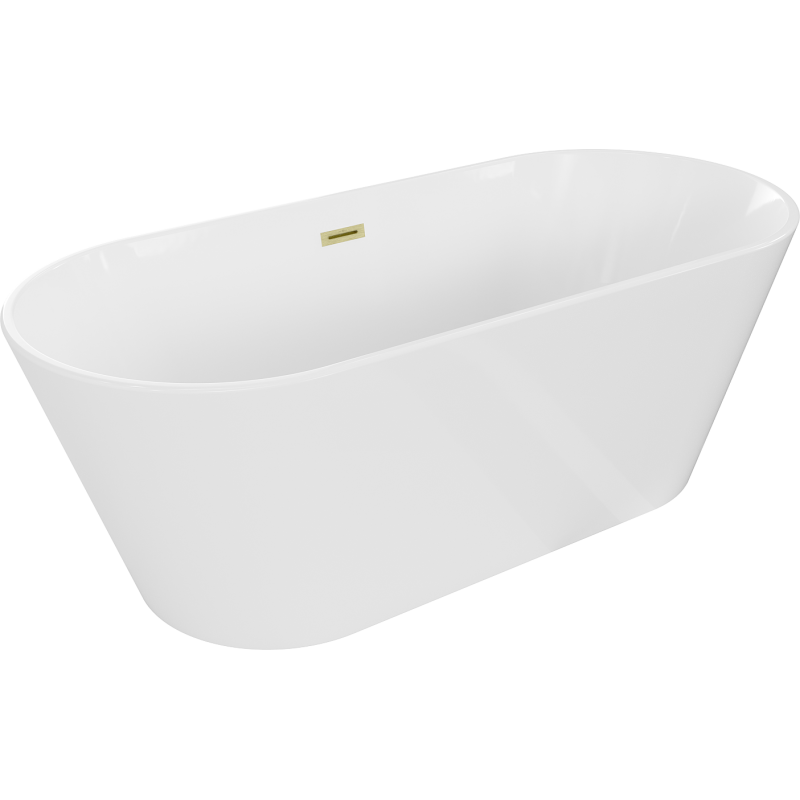Mexen Flavia freestanding bath 170 x 75 cm, white, brushed gold overflow - 54031708000-55