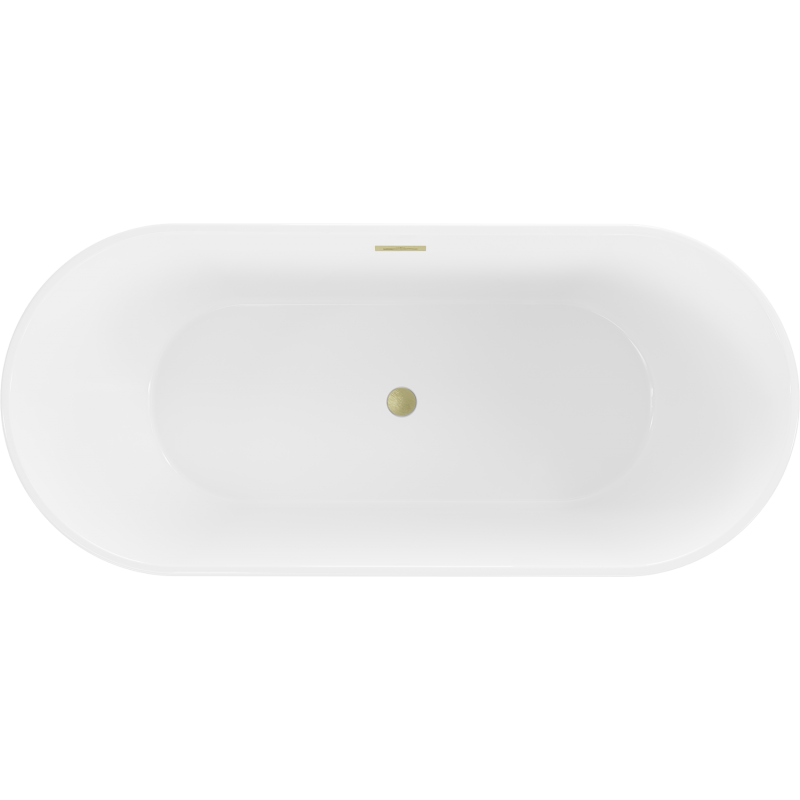 Mexen Flavia freestanding bath 170 x 75 cm, white, brushed gold overflow - 54031708000-55