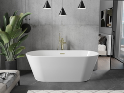 Mexen Flavia vrijstaande badkuip 170 x 75 cm, wit, overloop goud geborsteld - 54031708000-55
