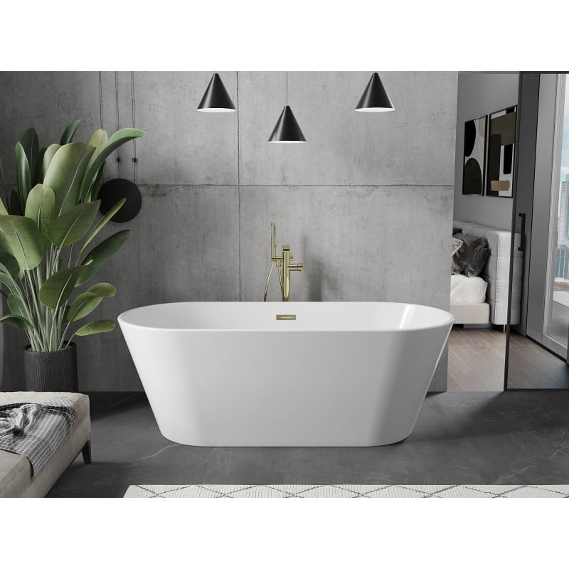 Mexen Flavia baignoire autoportante 170 x 75 cm, blanche, trop-plein doré - 54031708000-50
