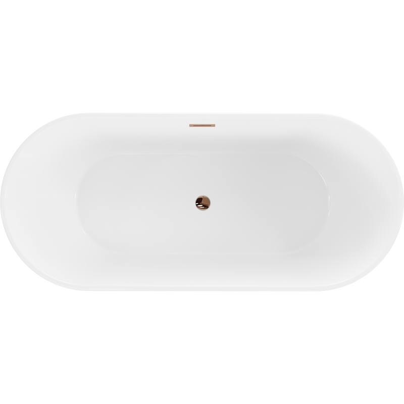 Mexen Flavia freestanding bath 170 x 75 cm, white, overflow rose gold - 54031708000-60