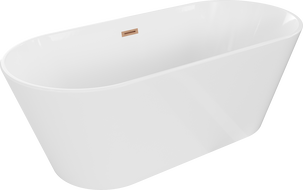 Baignoire Mexen Flavia autoportante 170 x 75 cm, blanche, vidange en cuivre brossé - 54031708000-65