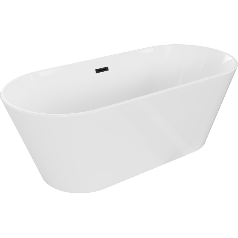 Mexen Flavia freestanding bathtub 67 x 29.5 inches, white, black overflow - 54031708000-70