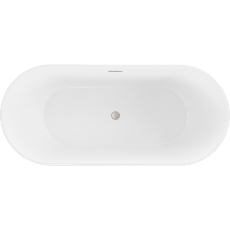 Mexen Flavia freistehende Badewanne 170 x 75 cm, weiß, gebürsteter Nickel Überlauf - 54031708000-97