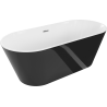 Mexen Flavia freestanding bath 170 x 75 cm, white/black, chrome overflow - 54031708075-01