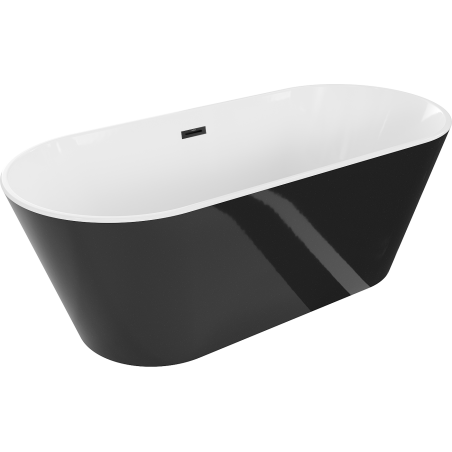 Mexen Flavia freestanding bath 170 x 75 cm, white/black, black overflow - 54031708075-70