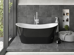 Mexen Montana freistehende Badewanne 150 x 75 cm, weiß/schwarz, weißer Überlauf - 52011507575-20