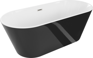 Mexen Flavia vapaasti seisova kylpyamme 170 x 75 cm, valkoinen/musta, harjattu nikkeliylivuoto - 54031708075-97