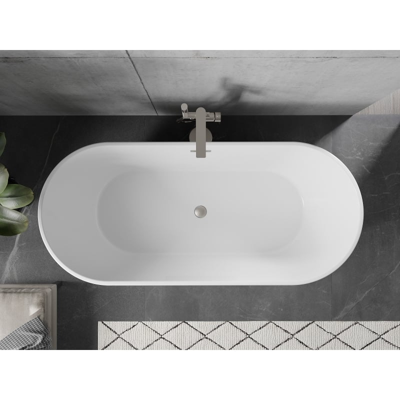 Mexen Flavia vabadelt seisev vann 170 x 75 cm, valge/must, ülejooks harjatud nikkel - 54031708075-97