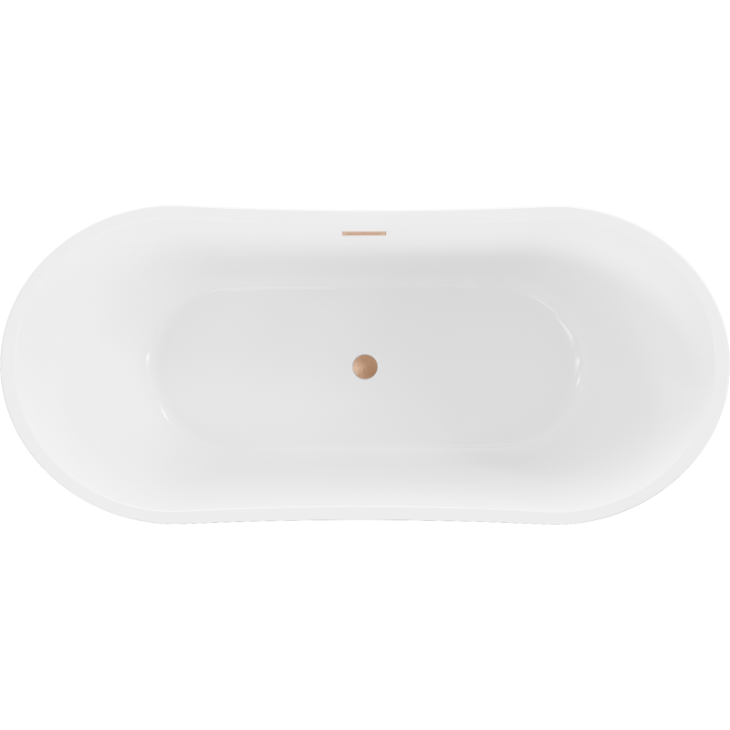 Mexen Montana freestanding bathtub 150 x 75 cm, white/black, brushed copper overflow - 52011507575-65
