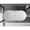 Mexen Montana freestanding bathtub 59 x 29.5 in, white/black, brushed copper overflow - 52011507575-65