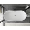 Mexen Montana freistehende Badewanne 150 x 75 cm, weiß/schwarz, mit schwarzem Überlauf - 52011507575-70