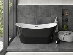 Mexen Montana baignoire autoportante 150 x 75 cm, blanche/noire, trop-plein gun metal - 52011507575-95