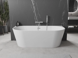 Mexen Oval freestanding back-to-wall bathtub 140 x 75 cm, white, chrome overflow - 52671407500-01