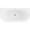 Mexen Oval vasca da bagno freestanding a parete 140 x 75 cm, bianca, troppopieno dorato - 52671407500-50