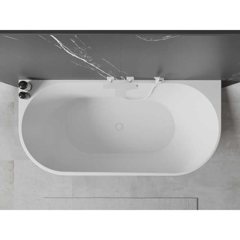Mexen Oval vabalt seisev seinavann 140 x 75 cm, valge, valge ülevool - 52671407500-20