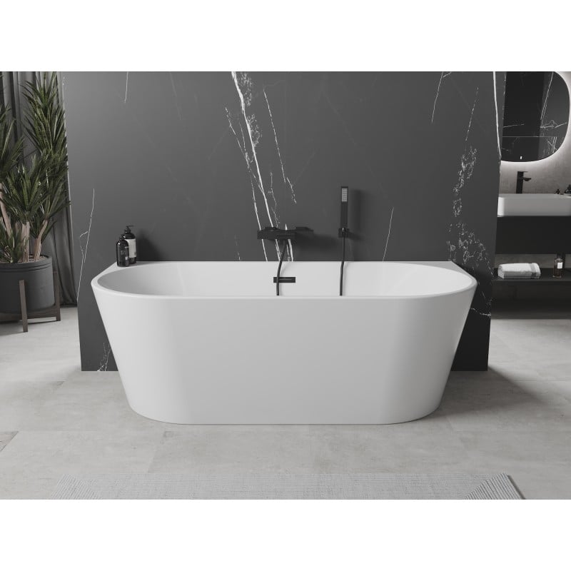 Mexen Oval wanna wolnostojąca przyścienna 140 x 75 cm, biała, przelew czarny - 52671407500-70