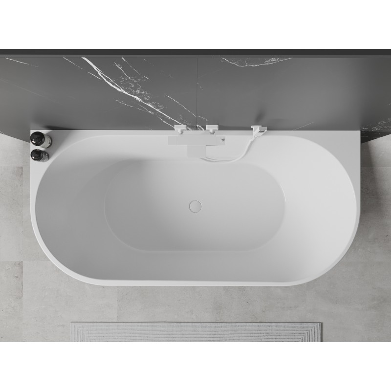 Mexen Oval fräi stiend Badewanne nieft der Mauer 150 x 75 cm, wäiss, wäissen Iwwerlaaf - 52671507500-20