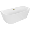 Mexen Oval vrijstaande ligbad tegen de muur 150 x 75 cm, wit, overloop goud - 52671507500-50