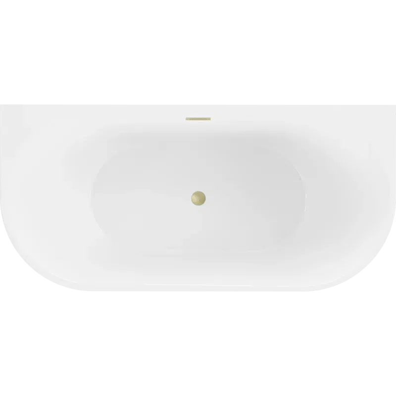 Mexen Oval banheira independente junto à parede 150 x 75 cm, branca, transbordo dourado escovado - 52671507500-55