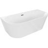 Mexen Oval vrijstaande ovale badkuip tegen de muur 150 x 75 cm, wit, met overloop gun gray geborsteld - 52671507500-66