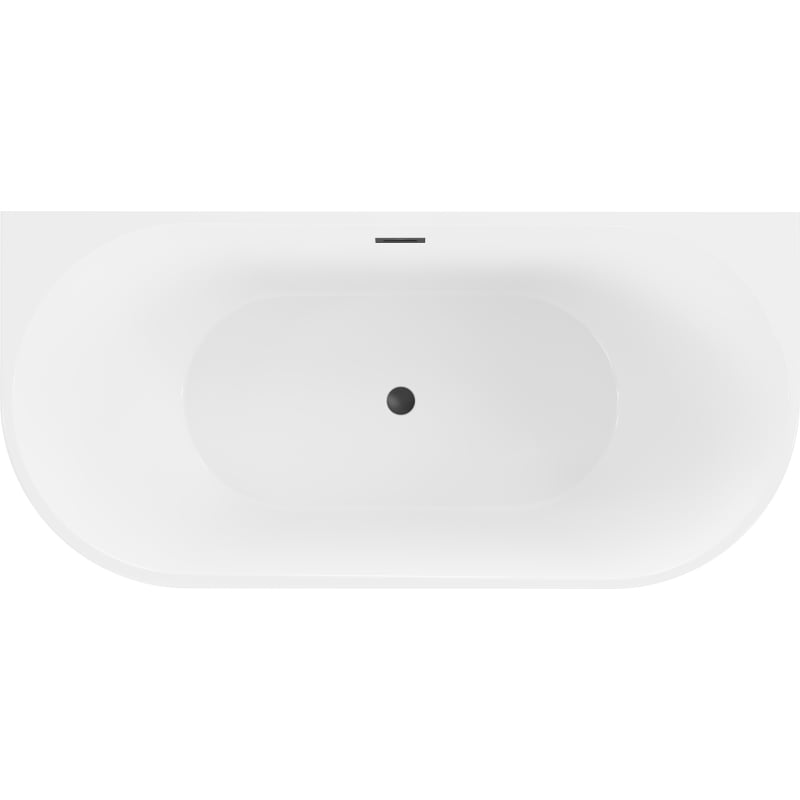 Mexen Oval wanna wolnostojąca przyścienna 150 x 75 cm, biała, przelew czarny - 52671507500-70