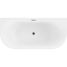 Mexen Oval vrijstaande badkuip tegen de muur 150 x 75 cm, wit, zwarte overloop - 52671507500-70