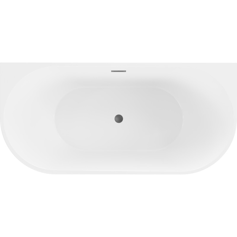 Mexen Oval wanna wolnostojąca przyścienna 150 x 75 cm, biała, przelew gun metal - 52671507500-95