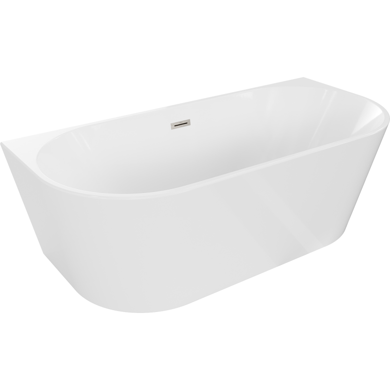Mexen Oval wanna wolnostojąca przyścienna 150 x 75 cm, biała, przelew nikiel szczotkowany - 52671507500-97